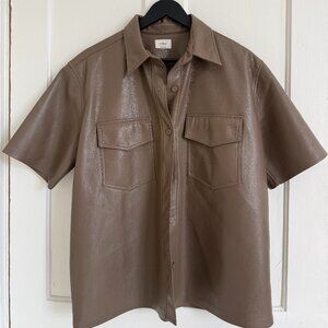 Wilfred Faux Leather Short Sleeve Shirt – Size 2 (Women's Size 8-10 )